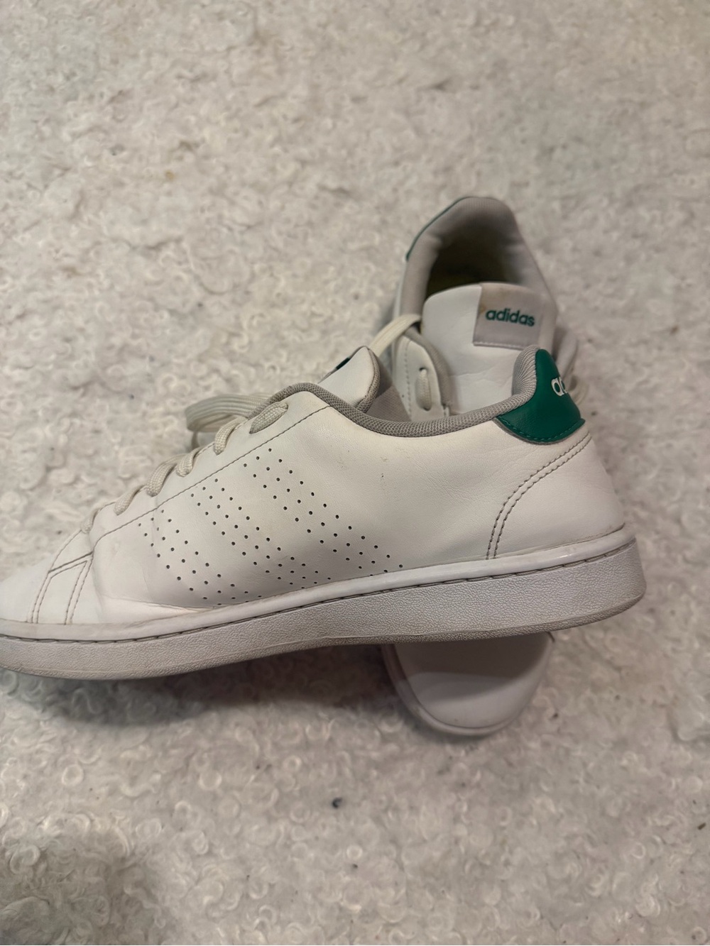 adidas White Sneakers with Green Heel Tab - Men's Casual Trainers